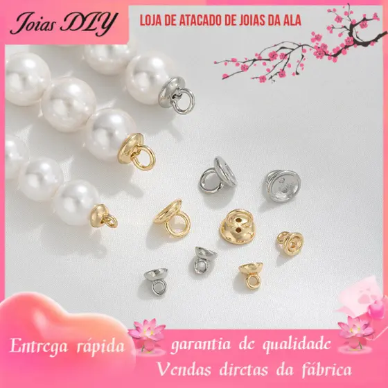 Retenção de cor 14K banhado a ouro com furo de rosqueamento tampa de suspensão anel fechado anel de conexão DIY pulseira