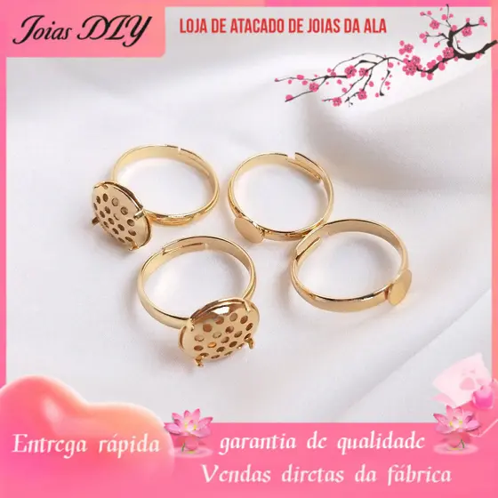 14K banhado a ouro cor-preservando remendo anel titular Semi-acabado acessórios cabeça de chuveiro Net disco inferior ti