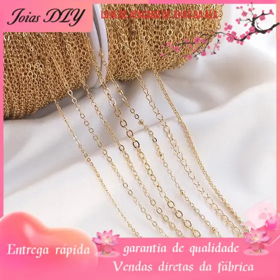 Retenção de cor 14K banhado a ouro corrente fina borla em forma de O extensão de corrente colar pulseira Material acessó