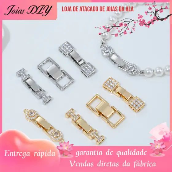 14K banhado a ouro retenção de cor incrustada zircônio Multi-linha fivela de acabamento Universal DIY artesanal frisado