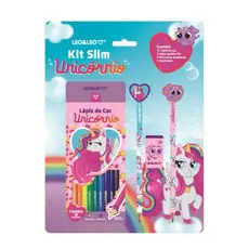 Kit Slim Lápis de cor 12 CORES / 2 LAPIS HB / APONTADOR UNICORNIO - LEO E LEO