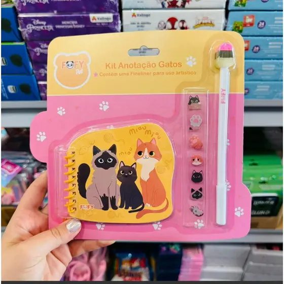 Kit Anotação GATOS - KIT 3 PEÇAS - FOFY