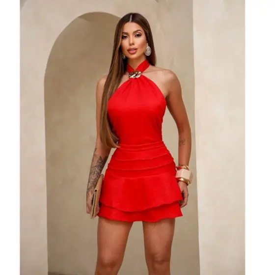 Vestido Macaquinho Feminino Moda Casual Moderna Sensual