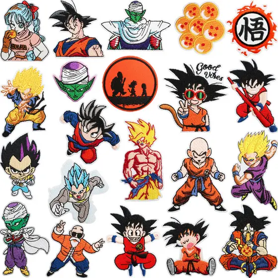Conjunto De 21 Estilos De Remendo De Engomar Adesivo De Derretimento Quente Dragon Ball , Adequado Para Passar E Costura