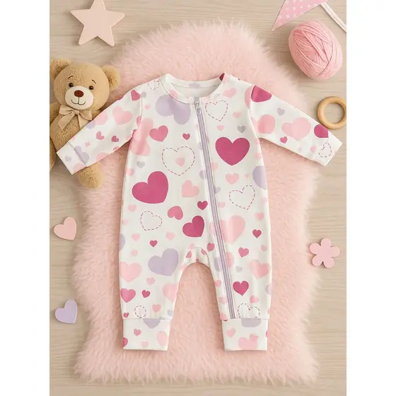 Macacão Longo Vira Pé Estampado de Meninas