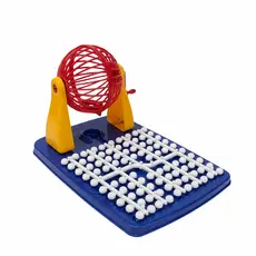 Jogo de Bingo Brinquedo Infantil 48 Cartelas 90 Bolinhas com Globo Giratório Jogo Completo