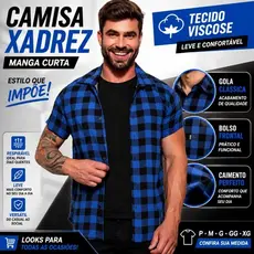 camisa xadrez masculina camisas manga curta viscose masculino colorida