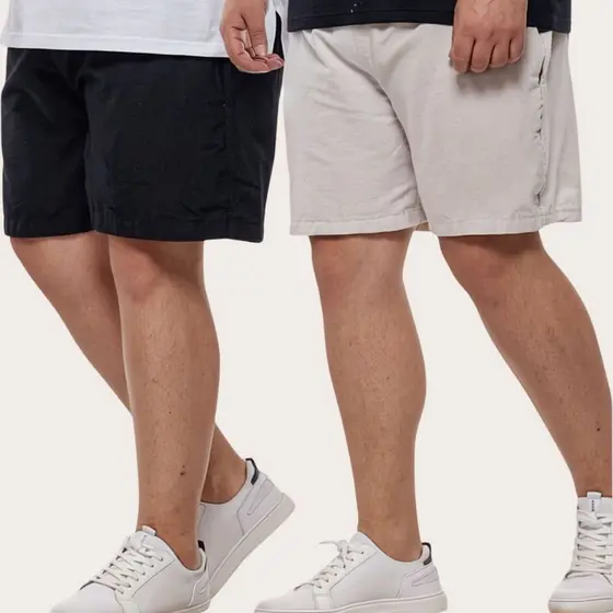Kit 2 Bermudas Shorts Linho Plus Size Masculino Tamanho Grande Jorts Premium Moda Verão 50 ao 54