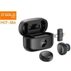 Microfone Sem Fio Lapela Magnetico 2 in 1 Type C e Lightning Com Estojo AGOLD MCF-38A.