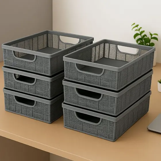 Kit Até 6 Cestos Organizadores Reforçado 5,2 Litros Organizador Multiuso Juta Lavanderia Armário Cozinha banheiro Closet