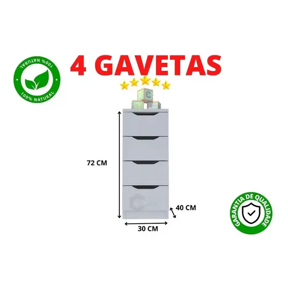 Organizador  MDP Gaveteiro 4 Gavetas Roupas Sapatos Objetos
