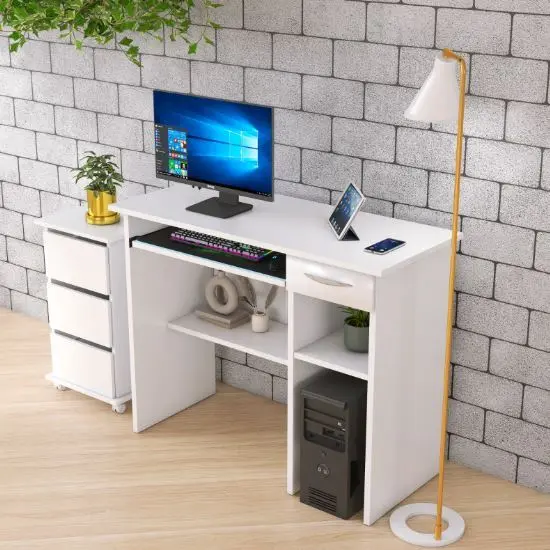 Escrivaninha Para Pc 90cm Com Suporte De Teclado E Gaveta