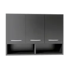 Armário Suspenso de 90 cm - Modular - Organização Inteligente - 3 Portas - Preto ou Branco