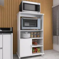 Balcão Fruteira Armário Forno Suporte para Microondas Multiuso com Rodinhas