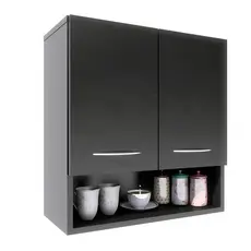 Armário Suspenso de 60 cm - Modular - Organização Inteligente - 2 Portas - Preto ou Branco