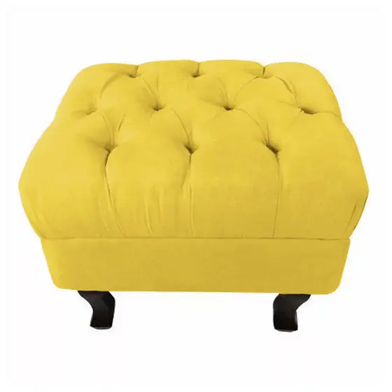Puff Retro Luis XV Decorativo Sala Quarto Capitonê Pés Madeira Maciça