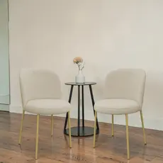 Jogo com 2 Cadeiras de Jantar Elegance Sala Cozinha Gourmet Casa Liz Pés Dourados de Ferro Bouclé