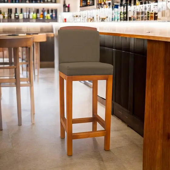 Banqueta Alta Qualidade Premium Linho Resistente Madeira Maciça