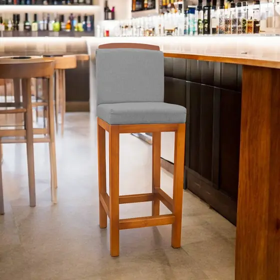 Banqueta Alta para Área Gourmet Bistrô Cozinha Balcão Linho Premium
