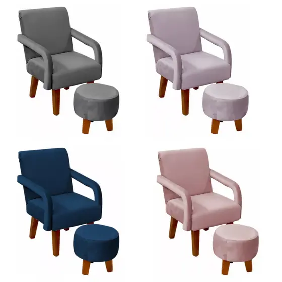 Poltrona Para Crianças Com Puff Decoração Quarto Sala