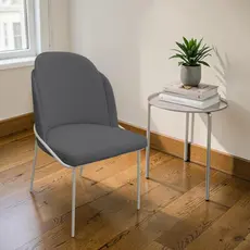Cadeira para Sala de Jantar Base Metal Champanhe em Bouclé Moderna