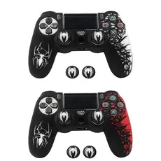 Capa Protetora Silicone Premium Spider Man Para Controle Ps4 + 2 Grip