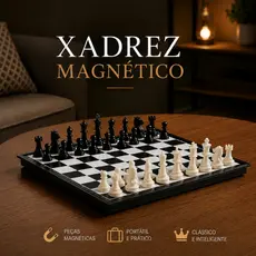 Xadrez Magnético Peças de Resina Tabuleiro Dobrável Portátil Peças Imantadas