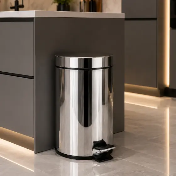 Lixeira Inox Redonda 3L 5L 12L Balde Removível Pedal Banheiro Escritório Cozinha