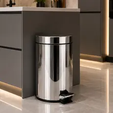 Lixeira Inox Redonda 3L 5L 12L Balde Removível Pedal Banheiro Escritório Cozinha