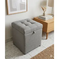 Puff Baú em Linho Estofado Quadrado 100% MDF - Diversas Cores