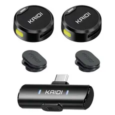 Microfone Lapela Sem Fio Kaidi KMF4-C Tipo C e KMF4-A Lightning | Duplo, Live, Podcast, Aulas