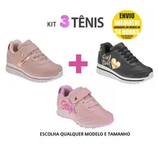 Kit 3 Pares De Tenis Menina Criança Tenis Infantil Feminino Infantil Promoção