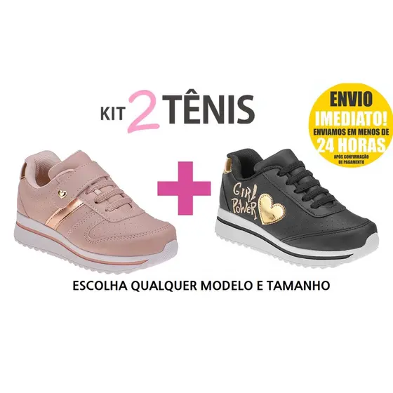 Kit 2 Pares De Tenis Menina Infantil Feminino Tenis Infantil Menina