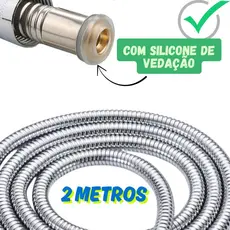 Engate Mangueira 2 Metros Flexível Grande Aço Inox Ducha Higiênica Chuveiro Banheiro
