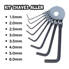 Kit Chave Allen 1,5 - 2 - 2,5 - 3 - 3,5 - 4 - 5 - 6mm Jogo Com 8 Peças Resistentes