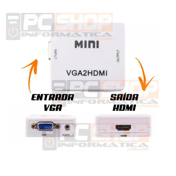 Adaptador Mini Conversor VGA para HDMI HD 1080p