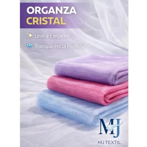 Organza Cristal 1 Metro – Tecido Leve, Transparente e Elegante | Decoração, Vestidos e Festas