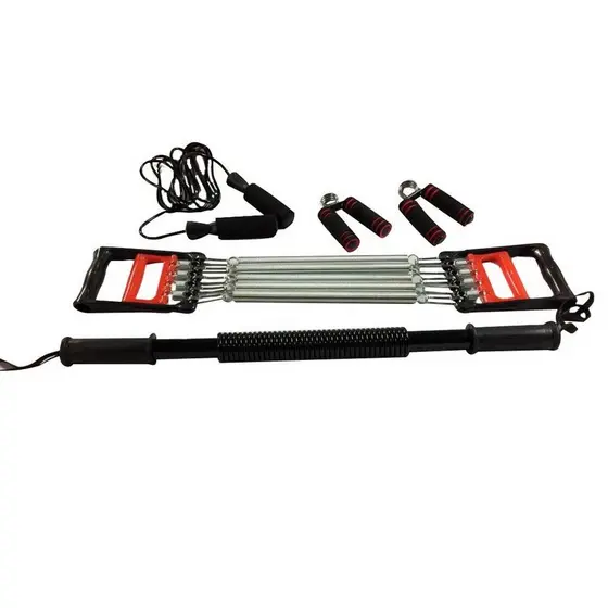 Kit Yoga Pilates Hand Grip Fortalecimento Mãos Punhos Extensor Peitoral Corda de Pular Bastão com Mola - WCT FITNESS