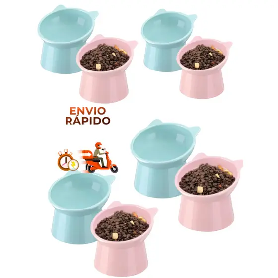 Kit 8 Comedouro/bebedouro Postura Elevado Correta gato cachorro pet altura ideal confortavel