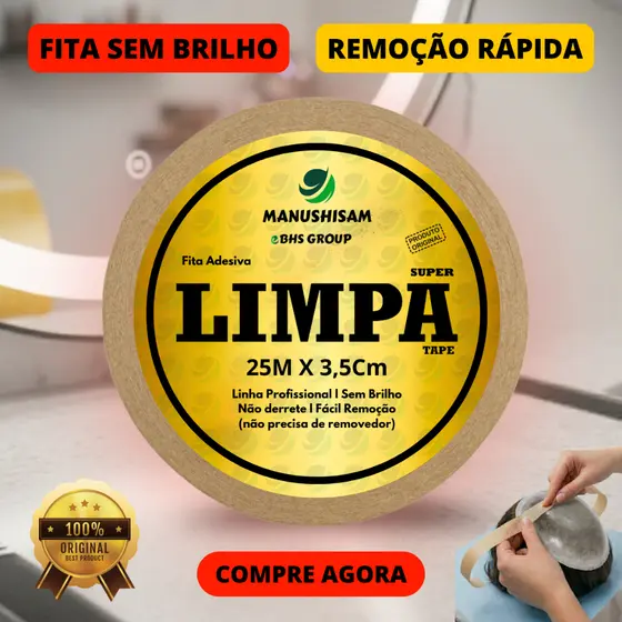 Fita Adesiva Capilar Limpa Tape Super 25m x 3,5cm Para Próteses Capilares E Perucas