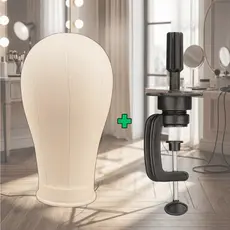 Cabeca de Pano Para Protese e Perucas + Suporte de Mesa