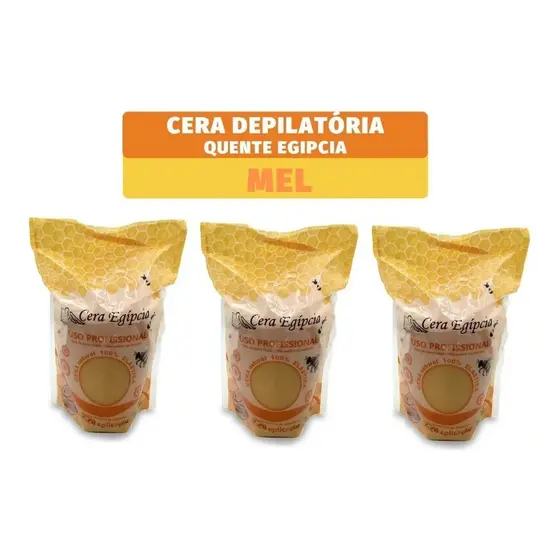 Kit 3 Ceras Depilatória Egipcia Elástica Mel 500g Depilação D