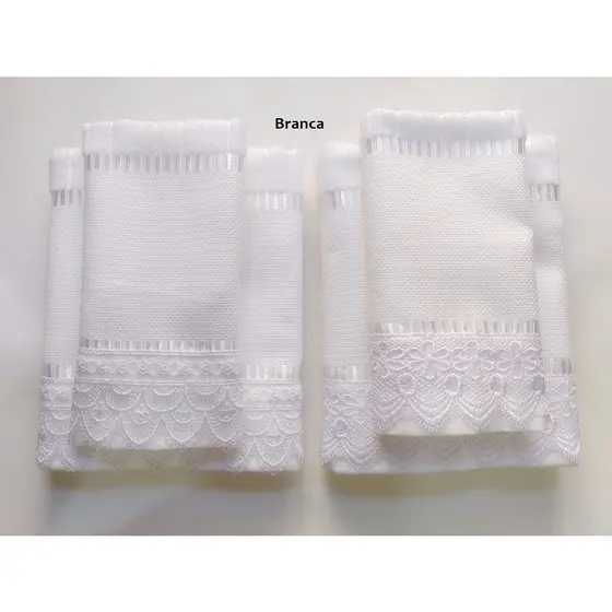 Kit 2 Toalhas (rosto + lavabo) com Guipir para Bordar - Linha Bella - Marca Dohler