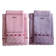 Kit 2 Toalhas (r+l) C/ Bordado Inglês P/ Bordar Bella Döhler