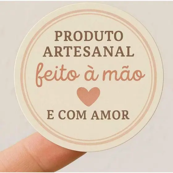 100Adesivos Produto Artesanal 4x4cm | Feito à Mão e com Amor | Alta Qualidade