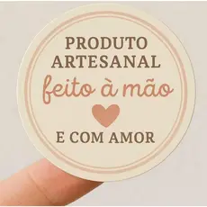 100Adesivos Produto Artesanal 4x4cm | Feito à Mão e com Amor | Alta Qualidade