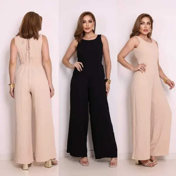Macacão Feminino Longo Regata Duna Pantalona M ao G2