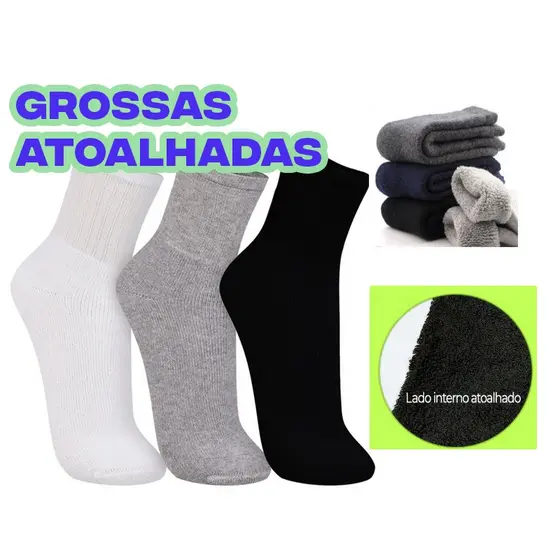 KIT 3, 6 ou 12 PARES DE MEIAS GROSSAS! CORES A SUA ESCOLHA! 39-43