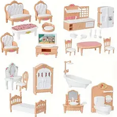 Conjunto De Móveis Para Casa De Bonecas Em Escala 1 : 12-Quarto Sala De Estar Cozinha Banheiro Acessórios Miniatura Aniv