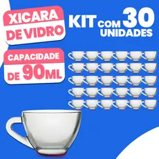 Kit 30 Xícaras de Vidro para Café Chá Leite 90ML Premium Resistente Conjunto Bebida Qualidade
